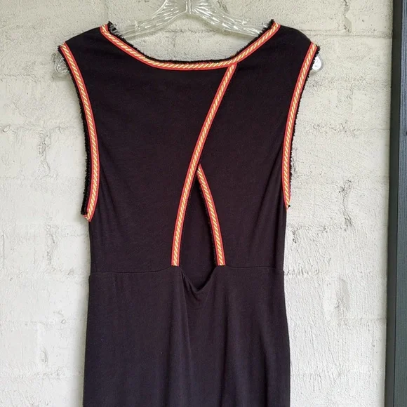 Free People Sabrina Black Cotton Knit Cut-Out-Back Maxi Dress Size Medium - Picture 8 of 14